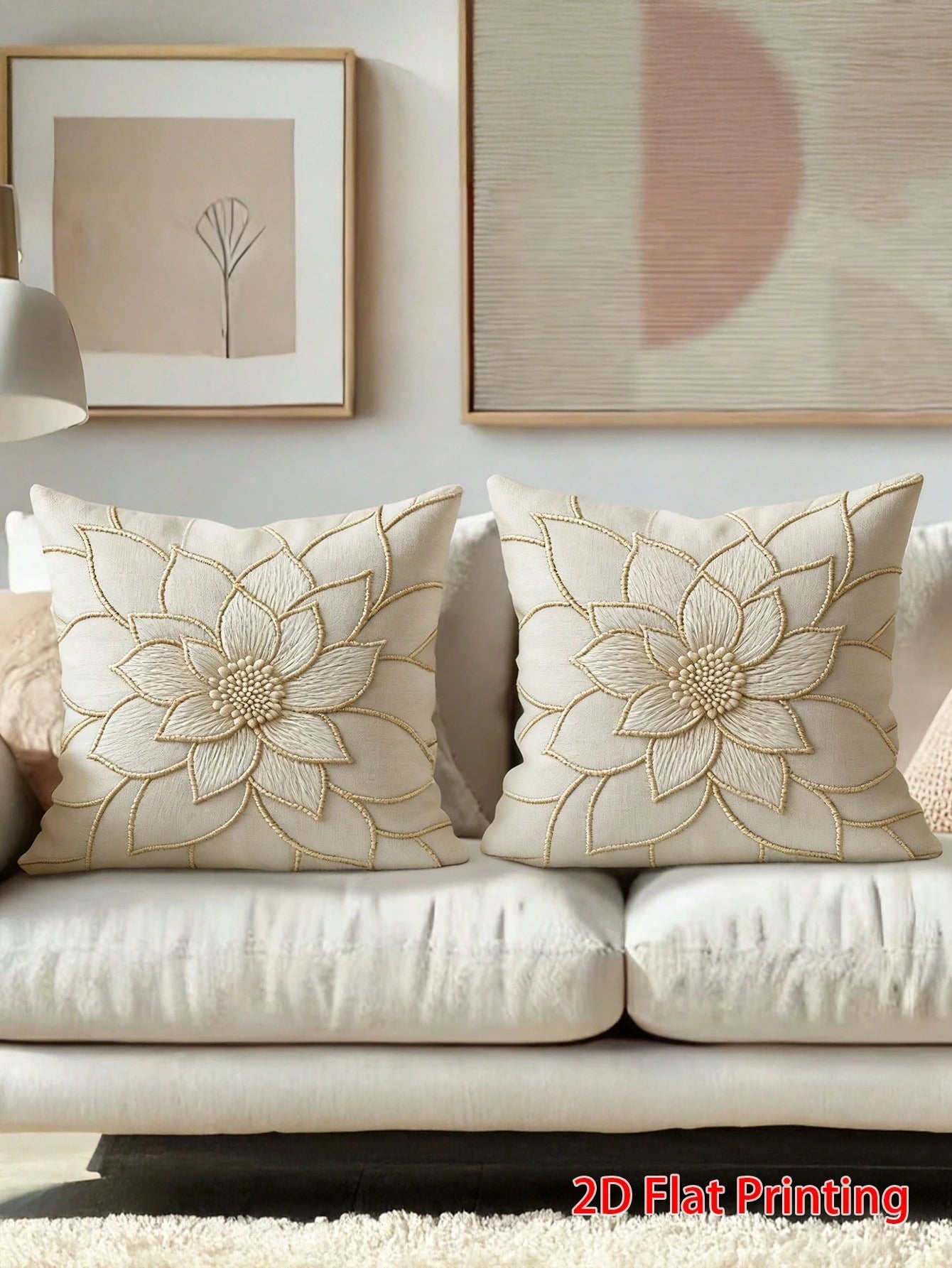 1/2/4pcs Luxury Dahlia Lightweight Decorative Pillow Covers, Modern Minimalist Style Single-Sided 2D Print Pillow Covers (Pillow Insert Not Included), Suitable For Indoor Living Room Sofa Bedroom Outd