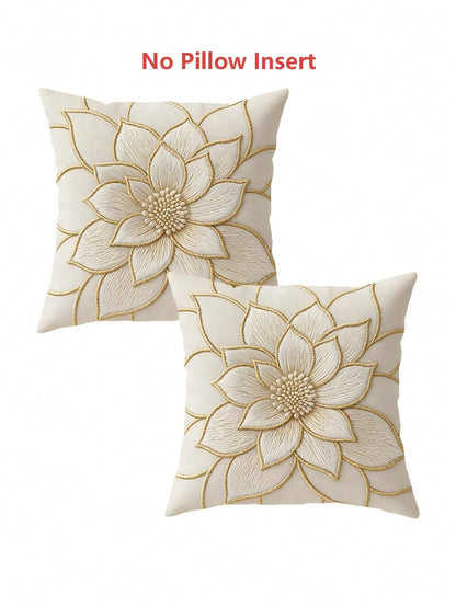 1/2/4pcs Luxury Dahlia Lightweight Decorative Pillow Covers, Modern Minimalist Style Single-Sided 2D Print Pillow Covers (Pillow Insert Not Included), Suitable For Indoor Living Room Sofa Bedroom Outd