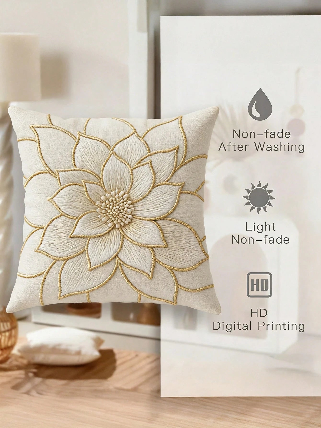 1/2/4pcs Luxury Dahlia Lightweight Decorative Pillow Covers, Modern Minimalist Style Single-Sided 2D Print Pillow Covers (Pillow Insert Not Included), Suitable For Indoor Living Room Sofa Bedroom Outd