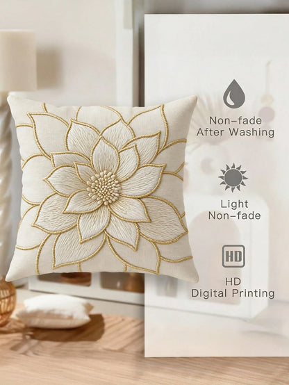 1/2/4pcs Luxury Dahlia Lightweight Decorative Pillow Covers, Modern Minimalist Style Single-Sided 2D Print Pillow Covers (Pillow Insert Not Included), Suitable For Indoor Living Room Sofa Bedroom Outd