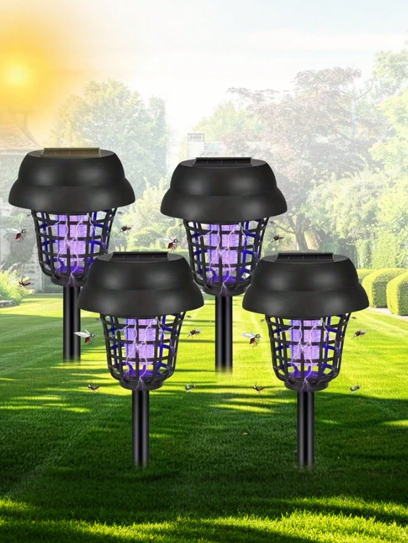 1/2/4pcs Solar Mosquito Killer, UV Mosquito Lamp, Outdoor Mosquito Trap Dual-Use Garden Lawn Stake Light, Suitable For Garden, Patio, Lawn And Backyard