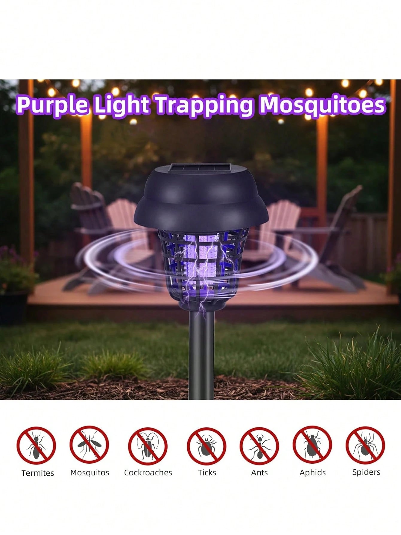1/2/4pcs Solar Mosquito Killer, UV Mosquito Lamp, Outdoor Mosquito Trap Dual-Use Garden Lawn Stake Light, Suitable For Garden, Patio, Lawn And Backyard