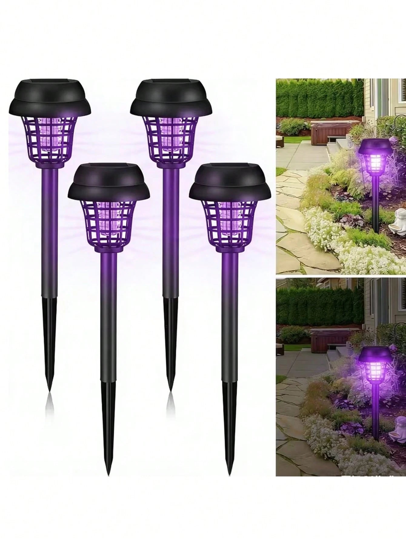 1/2/4pcs Solar Mosquito Killer, UV Mosquito Lamp, Outdoor Mosquito Trap Dual-Use Garden Lawn Stake Light, Suitable For Garden, Patio, Lawn And Backyard