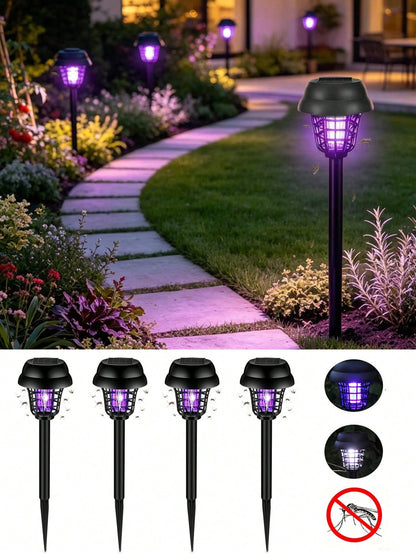 1/2/4pcs Solar Mosquito Killer, UV Mosquito Lamp, Outdoor Mosquito Trap Dual-Use Garden Lawn Stake Light, Suitable For Garden, Patio, Lawn And Backyard