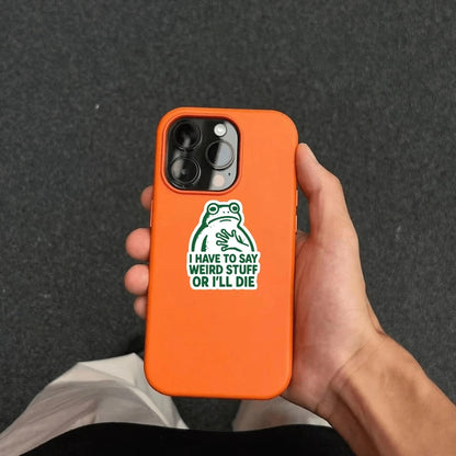 1/2/5 Pcs Talkative Frog "I HAVE To SAY WEIRD STUFF OR I' DIE" Vinyl Sticker- Durable Matte Finish, Self-Adhesive Bumper Sticker, Suitable For Cars, Windows, Laptops, Trucks, Water Bottles- Versatil