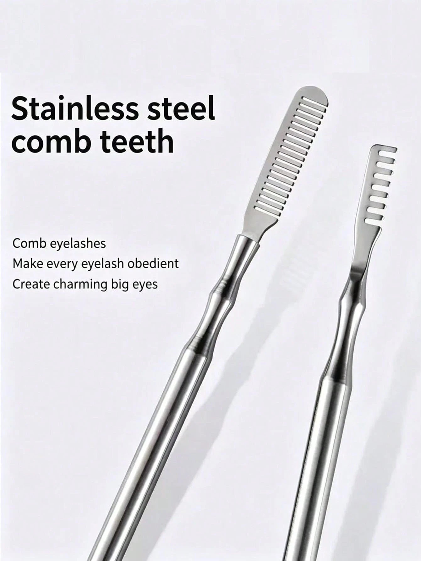 1/2 PCS Heat Curling Eyelash Tools, Stainless Steel Double-Tipped Eyelash Comb, Assistant Comb For Eyelash Bridging By Professional Eyebrow Artists For Organizing Eyelash Curling Rods, Essential Eyela