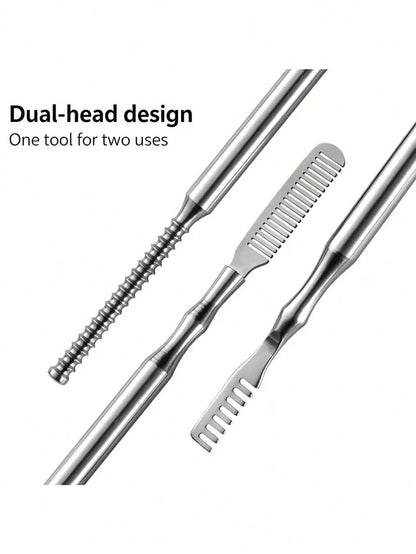 1/2 PCS Heat Curling Eyelash Tools, Stainless Steel Double-Tipped Eyelash Comb, Assistant Comb For Eyelash Bridging By Professional Eyebrow Artists For Organizing Eyelash Curling Rods, Essential Eyela