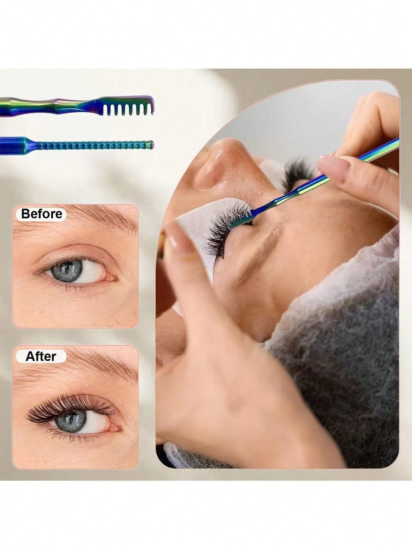 1/2 PCS Heat Curling Eyelash Tools, Stainless Steel Double-Tipped Eyelash Comb, Assistant Comb For Eyelash Bridging By Professional Eyebrow Artists For Organizing Eyelash Curling Rods, Essential Eyela