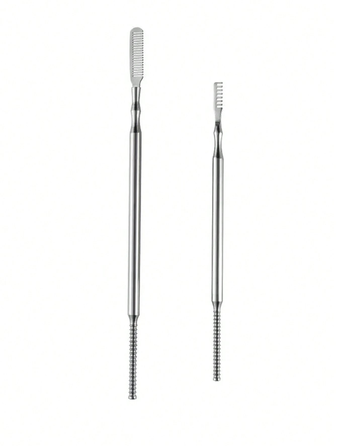 1/2 PCS Heat Curling Eyelash Tools, Stainless Steel Double-Tipped Eyelash Comb, Assistant Comb For Eyelash Bridging By Professional Eyebrow Artists For Organizing Eyelash Curling Rods, Essential Eyela