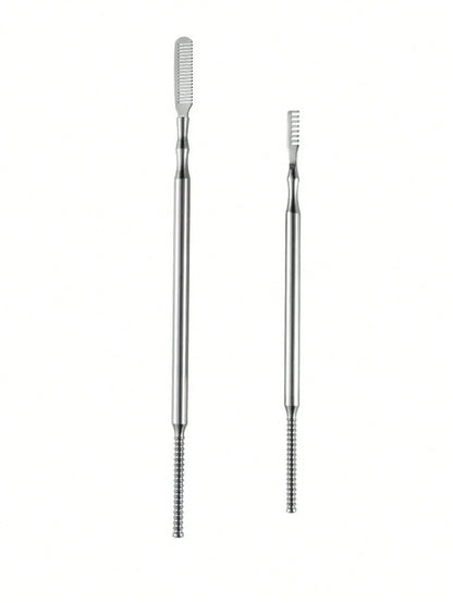 1/2 PCS Heat Curling Eyelash Tools, Stainless Steel Double-Tipped Eyelash Comb, Assistant Comb For Eyelash Bridging By Professional Eyebrow Artists For Organizing Eyelash Curling Rods, Essential Eyela