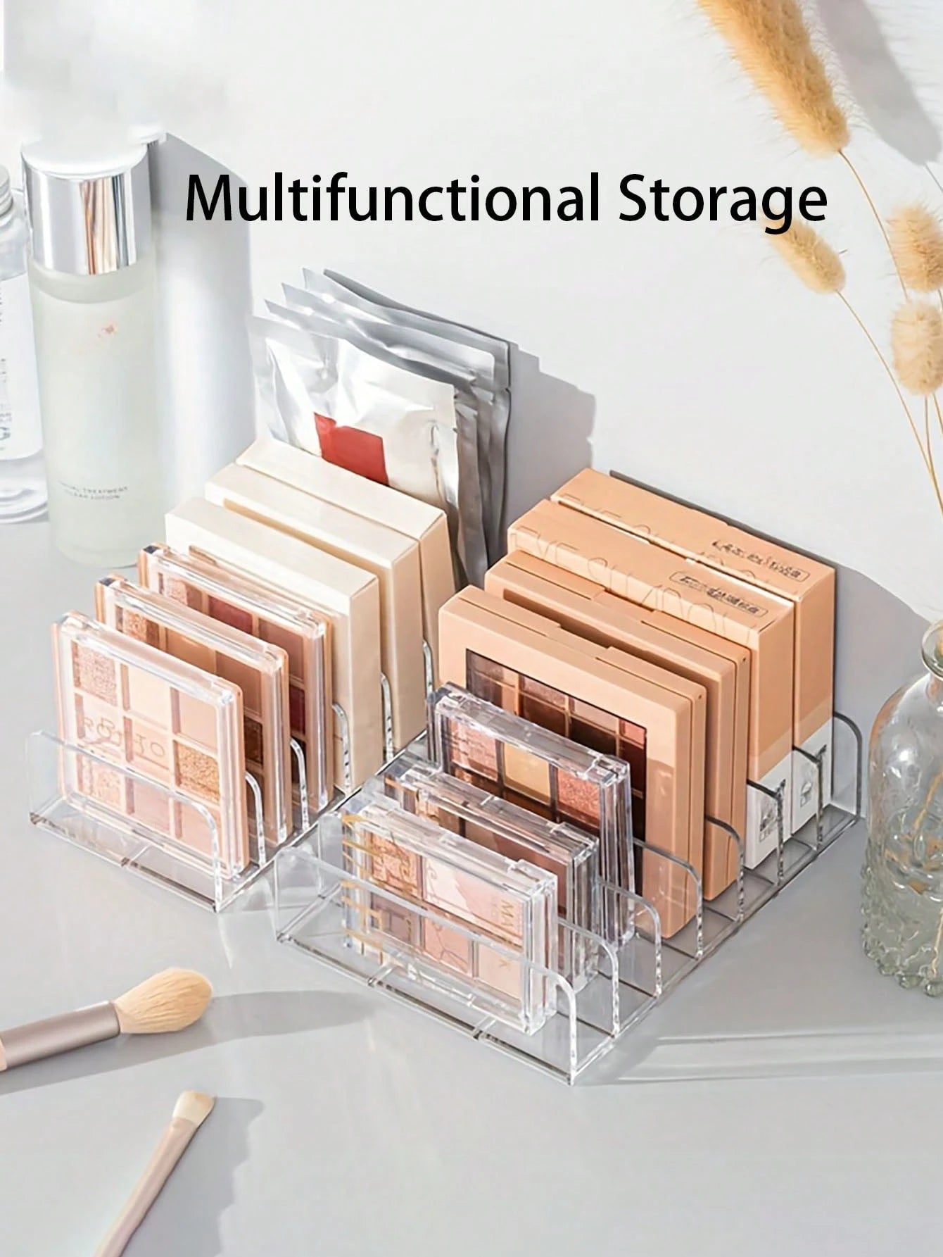 1/2Pcs Acrylic Eyeshadow Palette Storage Box, Transparent Cosmetic Storage Box, Makeup Brush Holder, Perfume Storage Box, Jewelry Box, Makeup Bag