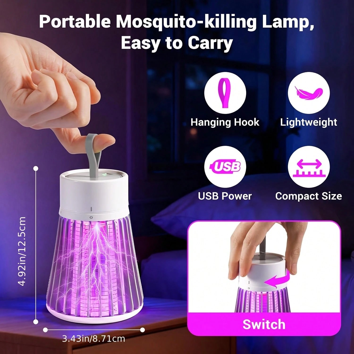 1/2PCS Bug Catcher, Mosquito Catcher, USB Electric Radiation-Free LED Silent Bed Bug Insect Killer Lamp, Suitable For Indoor Mosquitoes, Insects, Fruit Flies, Comes With A Small Brush