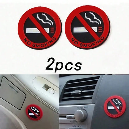 1/2pcs Car No Smoking Warning Stickers, Eye-Catching Warning Signs, Waterproof, Sun-Resistant, Wear-Resistant, Removable Adhesive, Car Interior Etiquette Reminder Stickers