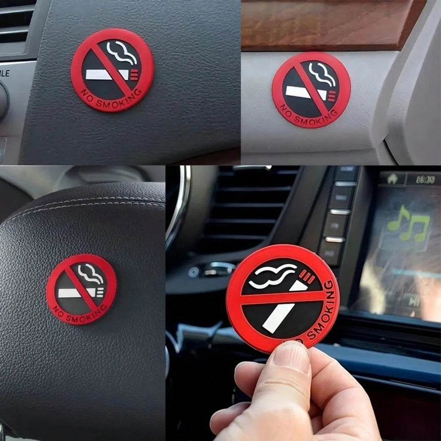 1/2pcs Car No Smoking Warning Stickers, Eye-Catching Warning Signs, Waterproof, Sun-Resistant, Wear-Resistant, Removable Adhesive, Car Interior Etiquette Reminder Stickers
