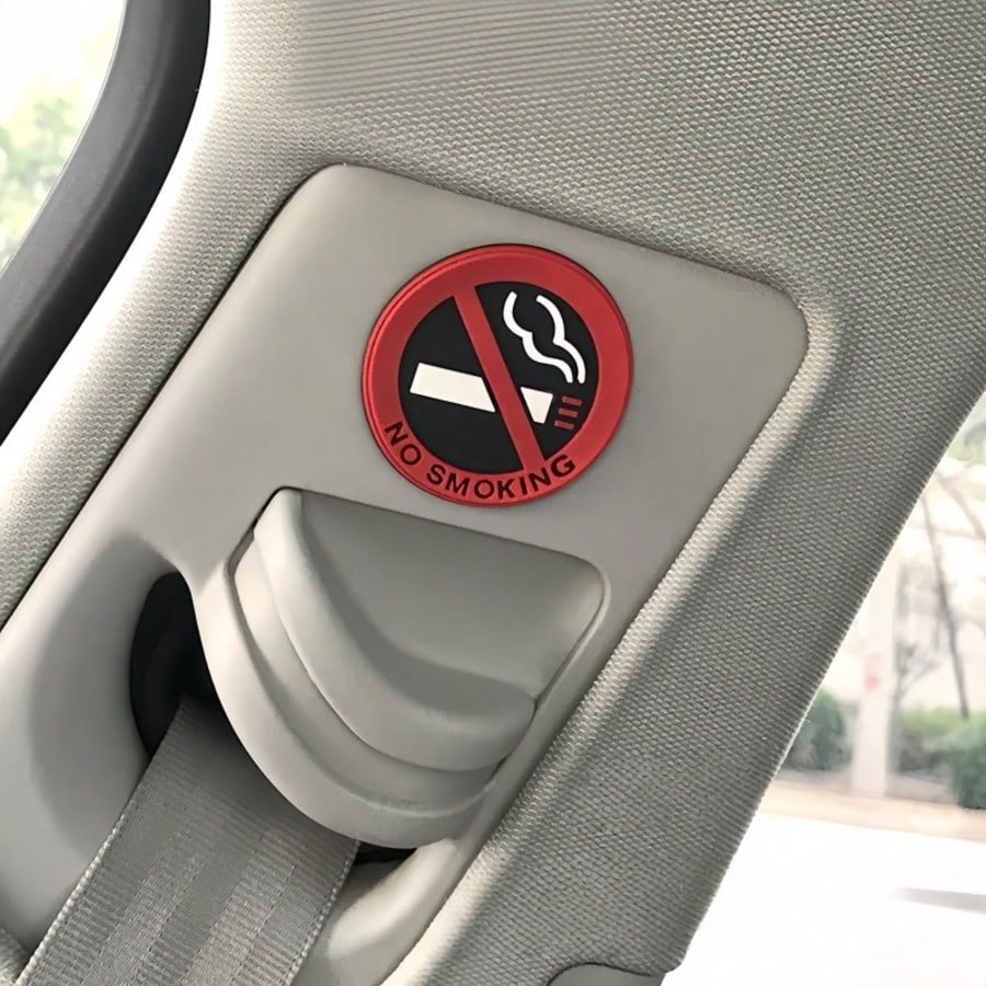 1/2pcs Car No Smoking Warning Stickers, Eye-Catching Warning Signs, Waterproof, Sun-Resistant, Wear-Resistant, Removable Adhesive, Car Interior Etiquette Reminder Stickers