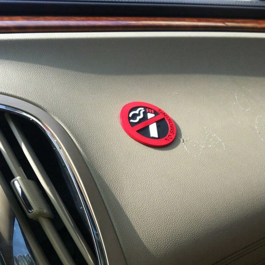 1/2pcs Car No Smoking Warning Stickers, Eye-Catching Warning Signs, Waterproof, Sun-Resistant, Wear-Resistant, Removable Adhesive, Car Interior Etiquette Reminder Stickers