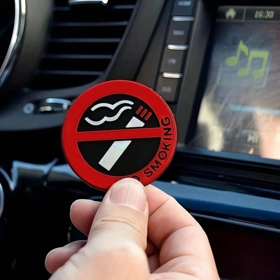 1/2pcs Car No Smoking Warning Stickers, Eye-Catching Warning Signs, Waterproof, Sun-Resistant, Wear-Resistant, Removable Adhesive, Car Interior Etiquette Reminder Stickers