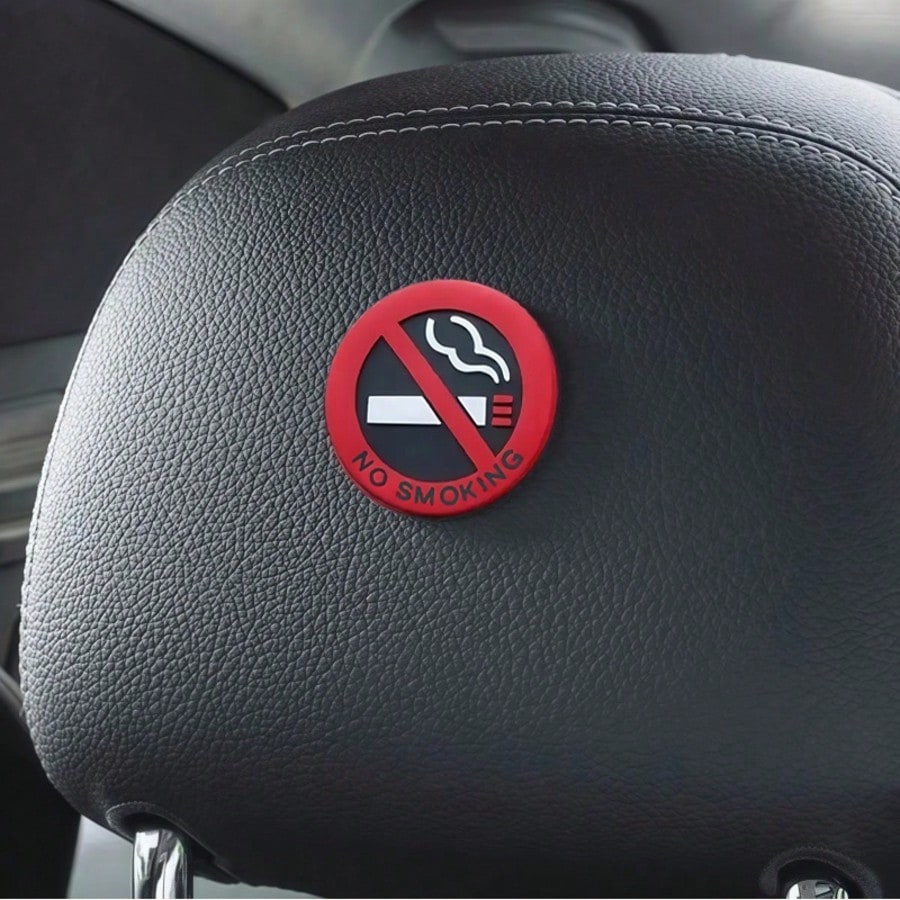 1/2pcs Car No Smoking Warning Stickers, Eye-Catching Warning Signs, Waterproof, Sun-Resistant, Wear-Resistant, Removable Adhesive, Car Interior Etiquette Reminder Stickers
