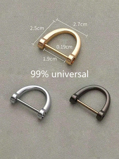 1/2pcs D-Ring Screw Detachable Buckle, Suitable For Car Key Chain, Metal Key Chain Zinc Alloy Accessories, Semi-Circle D-Ring, Horseshoe-Shaped Buckle, Detachable Luggage Pendant