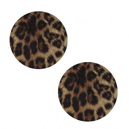 1/2pcs Leopard Print Car Cup Holder Set- Vehicle Drink Coasters, Sturdy Cup Mats| Ideal For Home Kitchen Decor| Car Interior Accessories| Household Cup Mats| Premium Holiday Gift