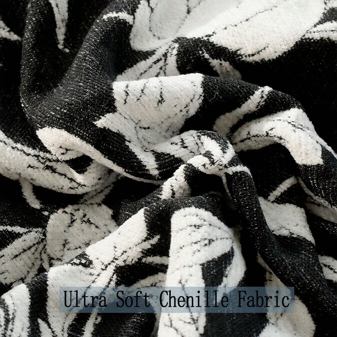 1/2pcs Modern Vintage Black & White Peony Jacquard Pillow Case 45x45cm, Ultra Soft Chenille & Velvet Decorative Pillow Cover, Suitable For Living Room Sofa Bed, Luxury Textured Home Decor, Pillow Inse