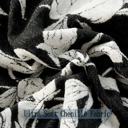 1/2pcs Modern Vintage Black & White Peony Jacquard Pillow Case 45x45cm, Ultra Soft Chenille & Velvet Decorative Pillow Cover, Suitable For Living Room Sofa Bed, Luxury Textured Home Decor, Pillow Inse