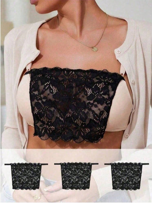 1/3pcs Elegant Floral Anti-Glare Bra Pads- Fashionable & Comfortable Lingerie Enhancer, Lace Knitted Padding For Women,Color Random