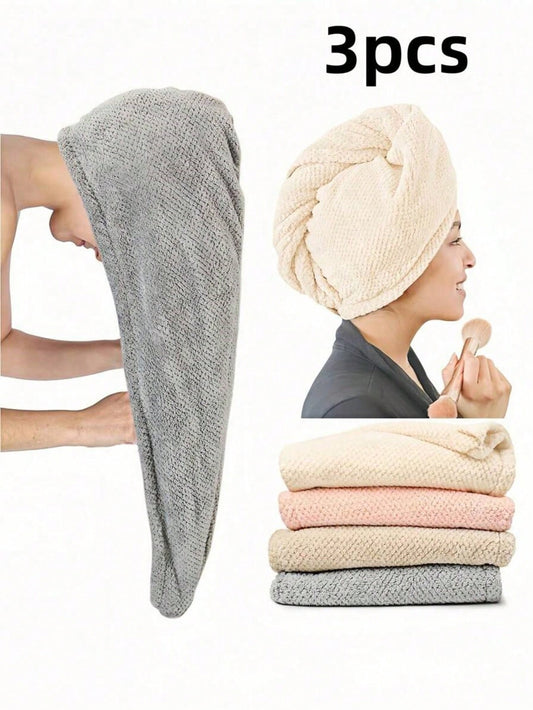 1/3pcs Ultra-Soft Microfiber Hair Towel, Paired With Hair Drying Cap And Coral Fleece Towel, Super Absorbent, Soft And Comfortable, Prevents Hair Dryness And Frizz, Suitable For Home, Bathroom, Family