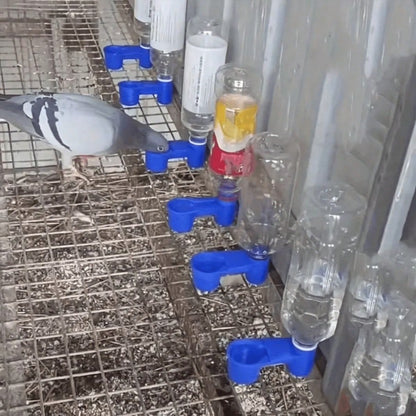 1/4 Piece Heavy Duty Blue Feeder And Waterer With Dual Spouts, Gravity Feed System, Made Of PP Material, Suitable For Parrots, Pigeons, Chickens, Caged And Aviary Birds- Fits Various Bottle Interface