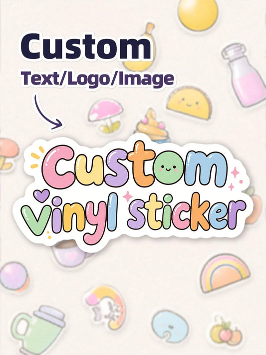 1/48/108/180pcs Personalized Custom Stickers, Customizable Asymmetrical Shapes, PVC, Waterproof Vinyl Stickers, Customizable Text, Logo, Suitable For Luggage, Storage Boxes, Gift Packaging, Pet Suppli
