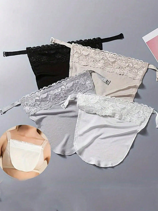 1-4pcs Lace Bra Cover Detachable Breast Cover Chest Cover Women Clothing Accessories,Anti-Peeping Anti-Light Bra,Bralette Accessories With Striped Pattern, Removable Washable, Invisible Delicate Lace
