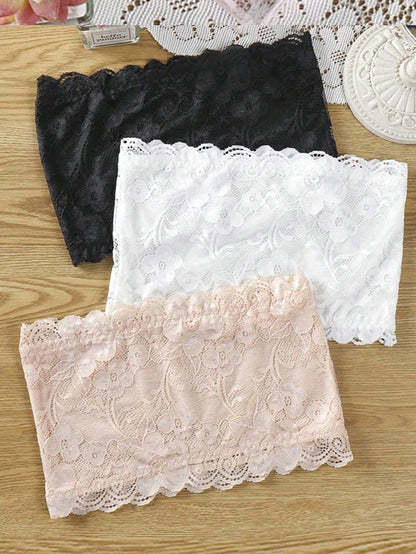 1-4pcs Lace Bra Cover Detachable Breast Cover Chest Cover Women Clothing Accessories,Anti-Peeping Anti-Light Bra,Bralette Accessories With Striped Pattern, Removable Washable, Invisible Delicate Lace