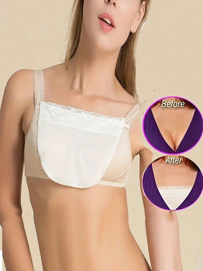 1-4pcs Lace Bra Cover Detachable Breast Cover Chest Cover Women Clothing Accessories,Anti-Peeping Anti-Light Bra,Bralette Accessories With Striped Pattern, Removable Washable, Invisible Delicate Lace