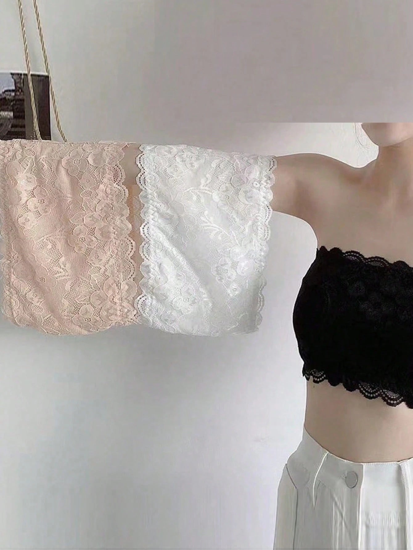1-4pcs Lace Bra Cover Detachable Breast Cover Chest Cover Women Clothing Accessories,Anti-Peeping Anti-Light Bra,Bralette Accessories With Striped Pattern, Removable Washable, Invisible Delicate Lace
