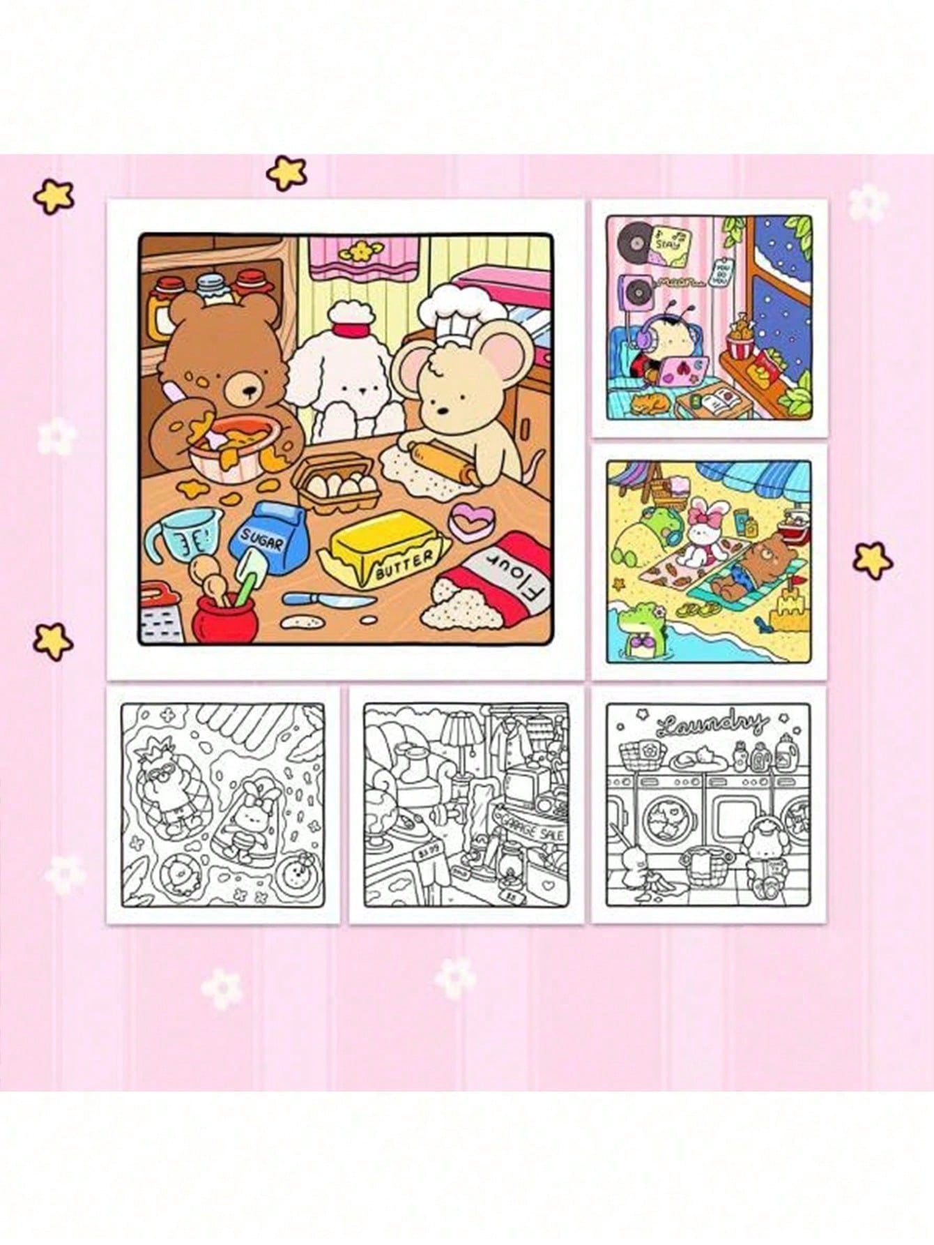 1 Book 42 Pages "Cozy Friends: Cocoa Themed Coloring Book", Suitable For Adults And Teenagers, Super Cute And Comfortable Space Design, Help You Relax (Cozy Space Coloring Book). Coloring Books Can Re