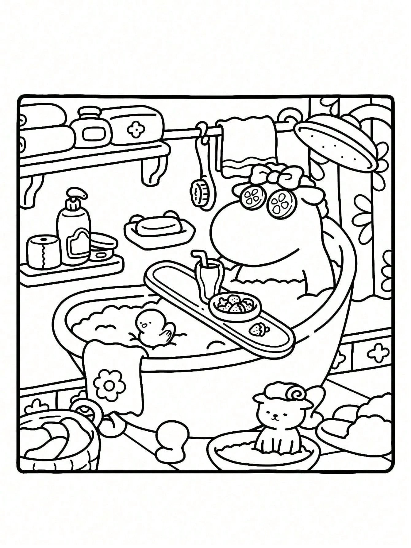 1 Book 42 Pages "Cozy Friends: Cocoa Themed Coloring Book", Suitable For Adults And Teenagers, Super Cute And Comfortable Space Design, Help You Relax (Cozy Space Coloring Book). Coloring Books Can Re