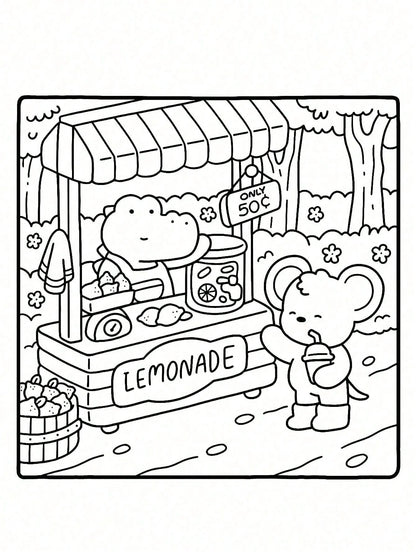 1 Book 42 Pages "Cozy Friends: Cocoa Themed Coloring Book", Suitable For Adults And Teenagers, Super Cute And Comfortable Space Design, Help You Relax (Cozy Space Coloring Book). Coloring Books Can Re