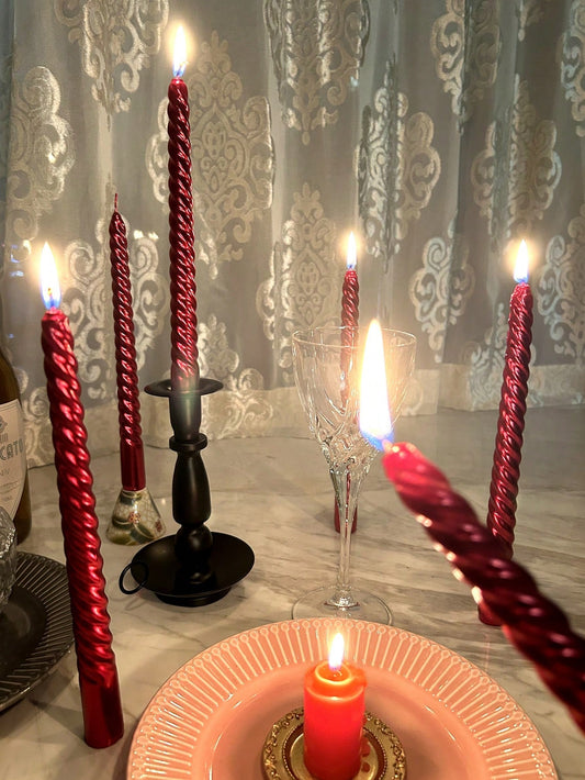 1 Box Of 6 Pieces Retro Spiral Dining Table Candles, Creating A Romantic Dining Atmosphere, Essential Home Decor