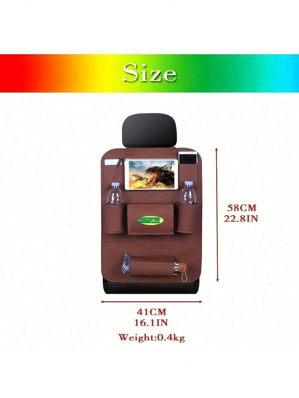 1 Car Seat Back Bag, Car Seat Back Rack, Upgraded Car Organizer With Tablet Stand Pockets, Universal Interior Car Accessories (Black)