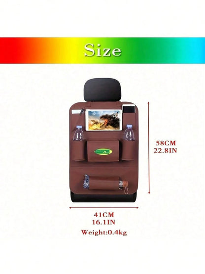 1 Car Seat Back Bag, Car Seat Back Rack, Upgraded Car Organizer With Tablet Stand Pockets, Universal Interior Car Accessories (Black)