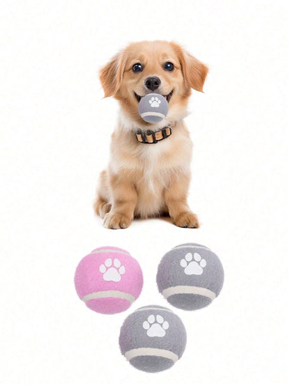 1 Dog Toy Footprints Pattern Elastic Ball Toys, Used For Training And Interactive Pet Toys