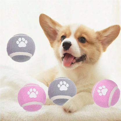 1 Dog Toy Footprints Pattern Elastic Ball Toys, Used For Training And Interactive Pet Toys