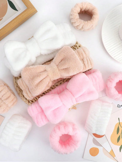 1 Face Wash Headband/2 Face Wash Wristbands/3 Sets Of Spa Headbands, Makeup Headbands, Face Wash Headbands, Skin Care Headbands, Bows, Bubbles, Spa Headbands, Wristbands, Sets Of Hair Accessories For