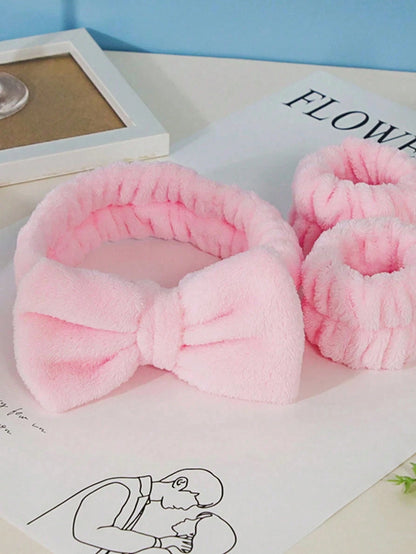 1 Face Wash Headband/2 Face Wash Wristbands/3 Sets Of Spa Headbands, Makeup Headbands, Face Wash Headbands, Skin Care Headbands, Bows, Bubbles, Spa Headbands, Wristbands, Sets Of Hair Accessories For