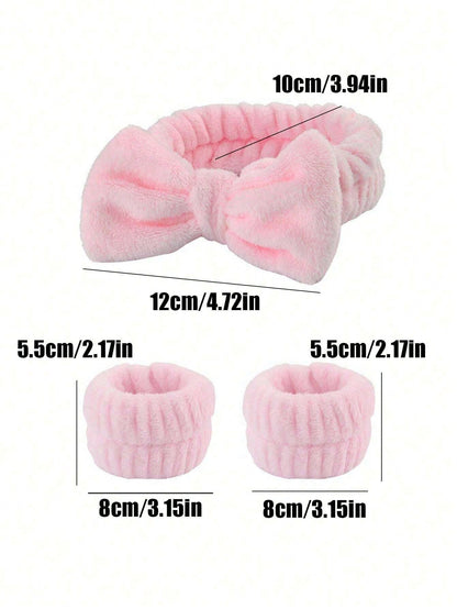 1 Face Wash Headband/2 Face Wash Wristbands/3 Sets Of Spa Headbands, Makeup Headbands, Face Wash Headbands, Skin Care Headbands, Bows, Bubbles, Spa Headbands, Wristbands, Sets Of Hair Accessories For