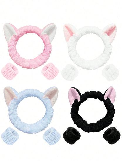 1 Face Wash Headband/2 Face Wash Wristbands/3 Sets Of Spa Headbands, Makeup Headbands, Face Wash Headbands, Skin Care Headbands, Bows, Bubbles, Spa Headbands, Wristbands, Sets Of Hair Accessories For