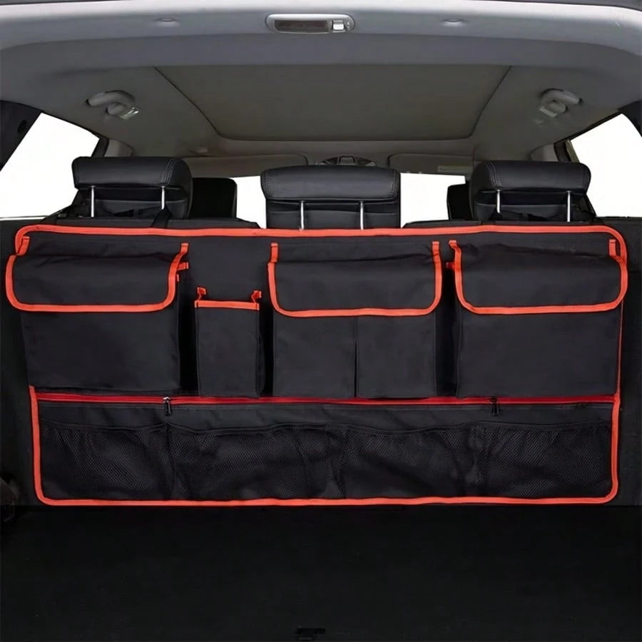 1 Home Storage Bag, Multifunctional Hanging Car Rear Seat Storage Bag, Foldable Oxford Cloth Car Trunk Storage Solution, Perfect For Organizing Clutter And Maximizing Space Utilization