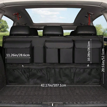 1 Home Storage Bag, Multifunctional Hanging Car Rear Seat Storage Bag, Foldable Oxford Cloth Car Trunk Storage Solution, Perfect For Organizing Clutter And Maximizing Space Utilization