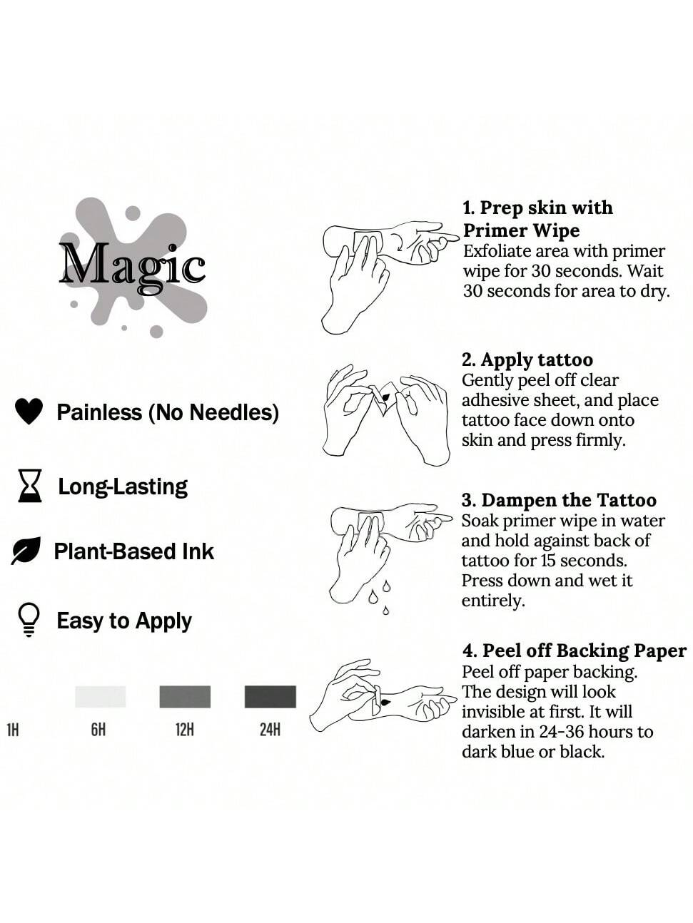 1 Kit "Black Cat" New Technology Tattoo Sticker, Semi-Permanent, Kitten, Cute, Temporary Tattoo, Fake Tattoo, Waterproof & Long-Lasting Realistic Design, Plant-Based Formula, InkDance, Ink Dance, Gift