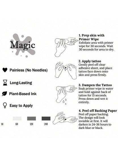 1 Kit "Black Cat" New Technology Tattoo Sticker, Semi-Permanent, Kitten, Cute, Temporary Tattoo, Fake Tattoo, Waterproof & Long-Lasting Realistic Design, Plant-Based Formula, InkDance, Ink Dance, Gift